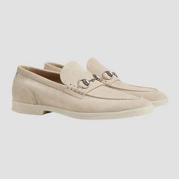 Giày Lười Nam Gucci With Horsebit In Oatmeal Leather Loafer 782672 AACVH 9511 Màu Kem Size 6