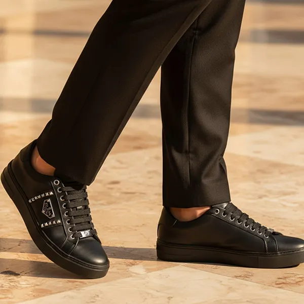 Giày Sneaker Nam Philipp Plein Tag Sport Nappa Leather Lo-Top LADS-USC0788-PLE005N_0202 Màu Đen Size 40