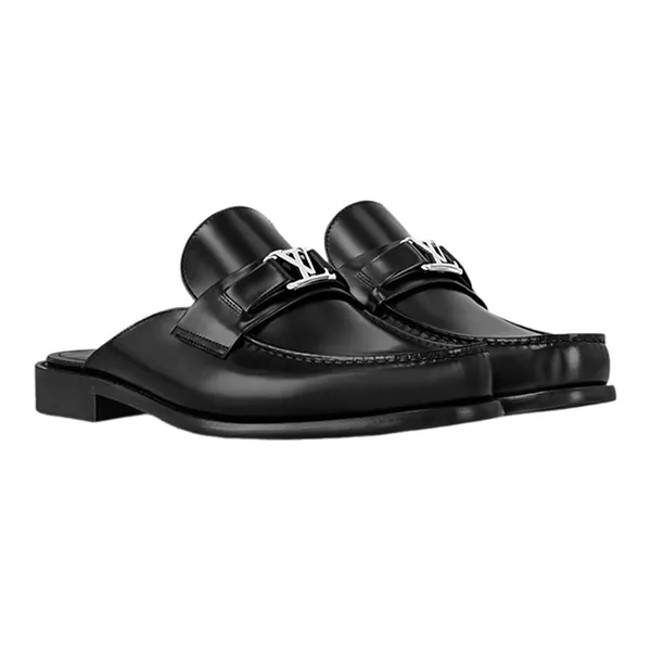 Giày Sục Nam Louis Vuitton LV Major Open Loafer In Black Leather BREL1XGZO2M080 Màu Đen Size 8
