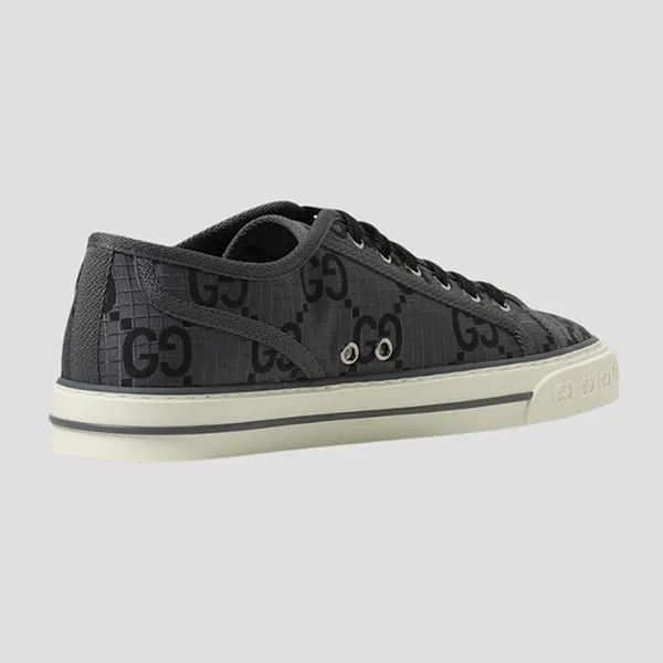 Giày Thể Thao Nam Gucci Tennis 1977 With GG Monogram Grey Black Shoes 771461 FACTD 1144 Màu Xám Đen Size 6