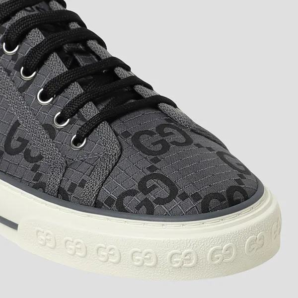 Giày Thể Thao Nam Gucci Tennis 1977 With GG Monogram Grey Black Shoes 771461 FACTD 1144 Màu Xám Đen Size 6