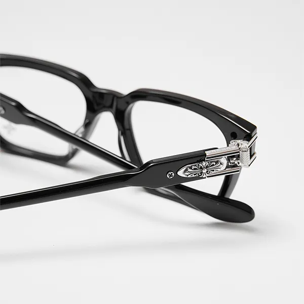 Gọng Kính Chrome Hearts Bulge Black Shiny Silver Glassess Màu Đen