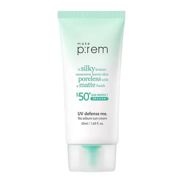 Kem Chống Nắng Vật Lý Nâng Tone Trắng Sáng Make P:rem UV Defense Me No Sebum Sun Cream SPF50+/PA++++ 50ml
