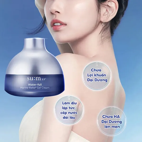 Kem Dưỡng Cấp Ẩm Kiềm Dầu Su:m37 Water-Full Marine Relief Gel Cream 50ml (Không Hộp)