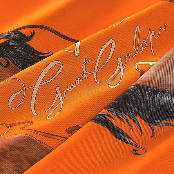 Khăn Lụa Nữ Hermès Grand Galop Scarf 90x90 H004311S 01 Màu Cam