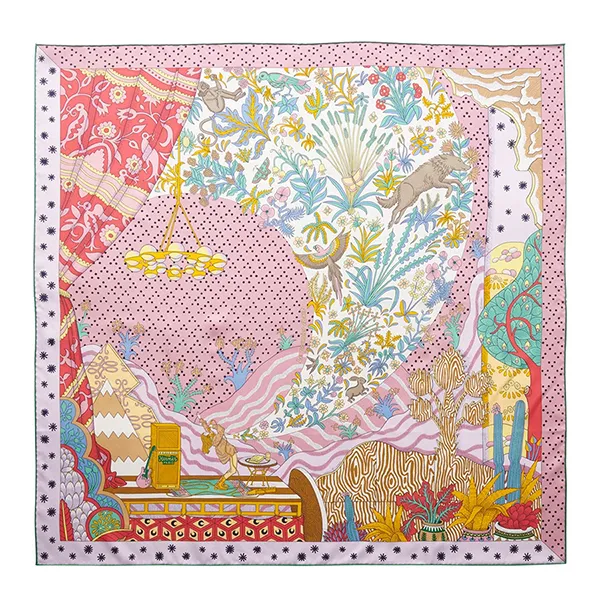 Khăn Lụa Nữ Hermès Le Premier Chant Carre Twill Scarf 90 Màu Hồng