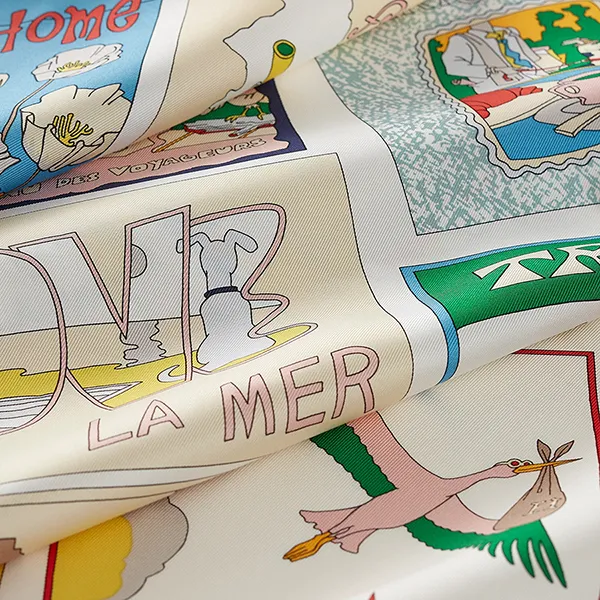 Khăn Lụa Nữ Hermès On Est Bien Ici ! Scarf 90x90 H004298S 08 Màu Kem