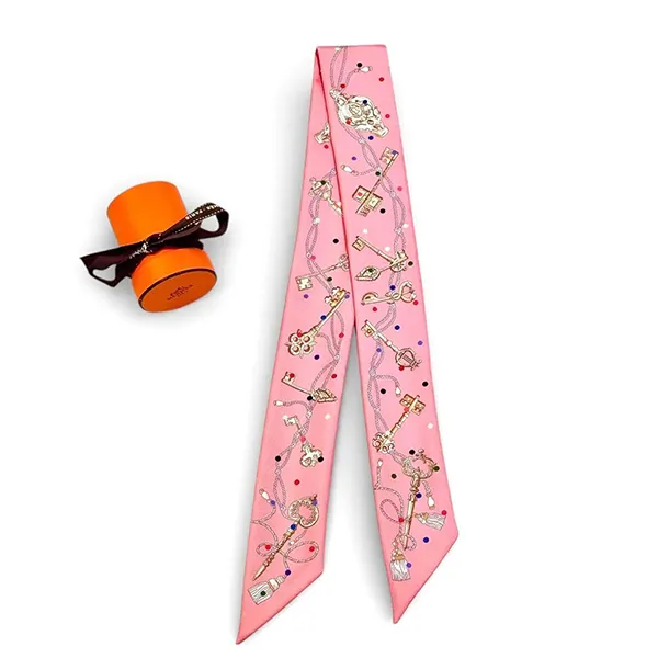 Khăn Nữ Hermès Twilly Pink GA001 Màu Hồng