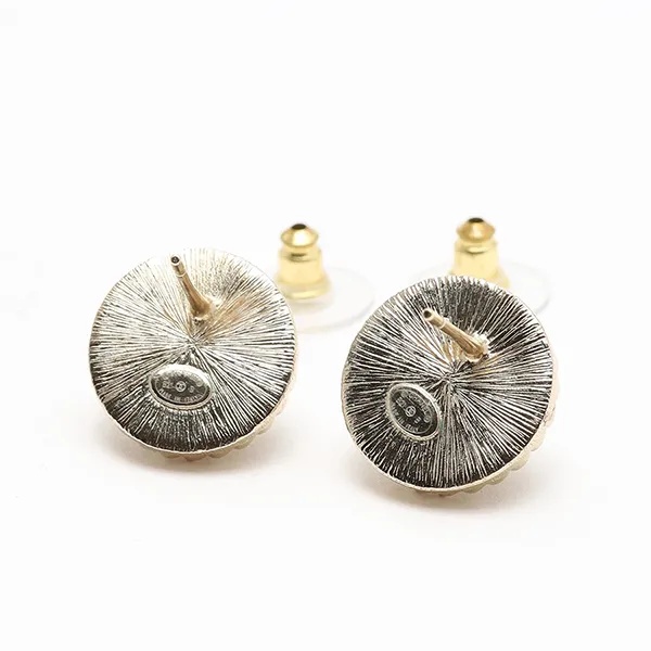 Khuyên Tai Nữ Chanel Coco Mark Rhinestone Earrings Màu Vàng