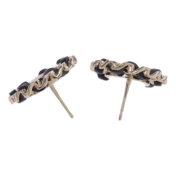 Khuyên Tai Nữ Chanel Earrings Metal Leather Màu Đen - Vàng