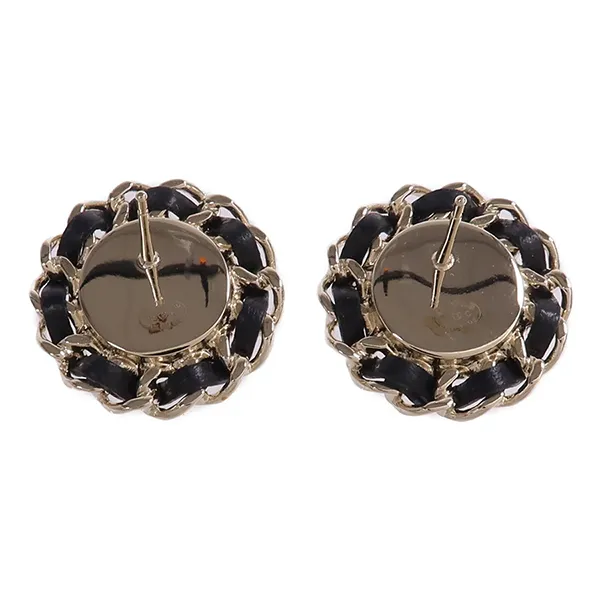 Khuyên Tai Nữ Chanel Earrings Metal Leather Màu Đen - Vàng