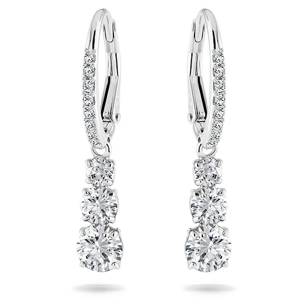 Khuyên Tai Nữ Swarovski Attract Trilogy Hoop Earringsround Cut, White, Rhodium 5416155 Màu Bạc