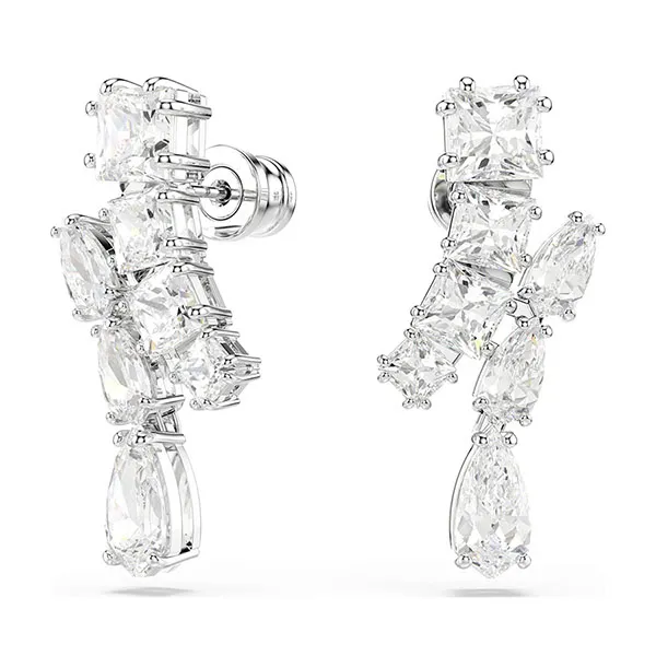 Khuyên Tai Nữ Swarovski Matrix Drop Earrings Mixed Cuts White Rhodium Plated 5700418 Màu Trắng Bạc