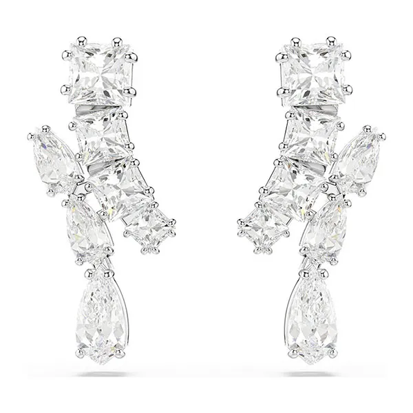 Khuyên Tai Nữ Swarovski Matrix Drop Earrings Mixed Cuts White Rhodium Plated 5700418 Màu Trắng Bạc