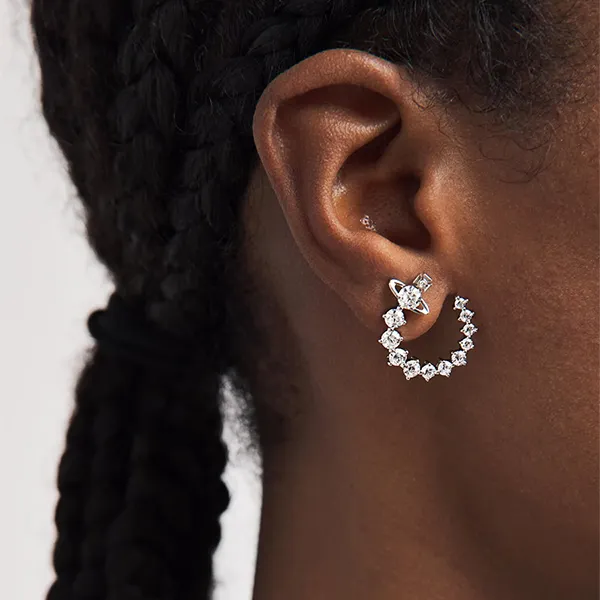 Khuyên Tai Nữ Vivienne Westwood Embellished Lydia Hoop Earrings 8053195459070 Màu Bạc