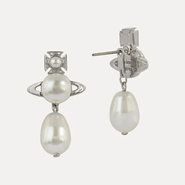 Khuyên Tai Nữ Vivienne Westwood Inass Earrings Silver-Tone Màu Trắng/Bạc
