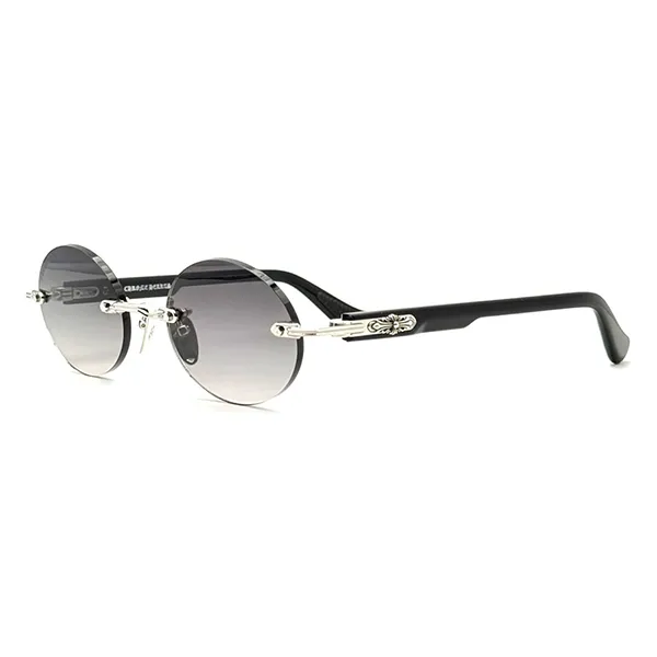 Kính Mát Chrome Hearts Deep Iii Shiny Silver Black Sunglasses Màu Đen