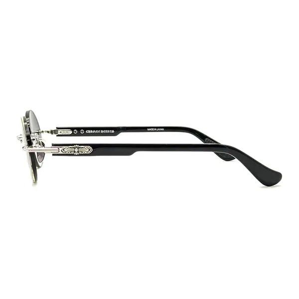 Kính Mát Chrome Hearts Deep Iii Shiny Silver Black Sunglasses Màu Đen