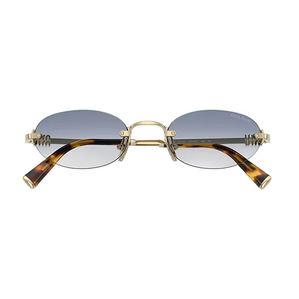Kính Mắt Nữ Miu Miu Pale Gold Oval Sunglasses SMUA54 ZVN80O Màu Xanh - Vàng
