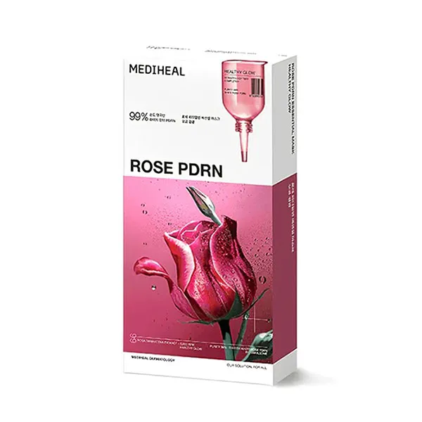 Mặt Nạ Hỗ Trợ Dưỡng Sáng Da, Se Khít Lỗ Chân Lông Mediheal Rose PDRN Essential Mask (1 Hộp x 10 Miếng)