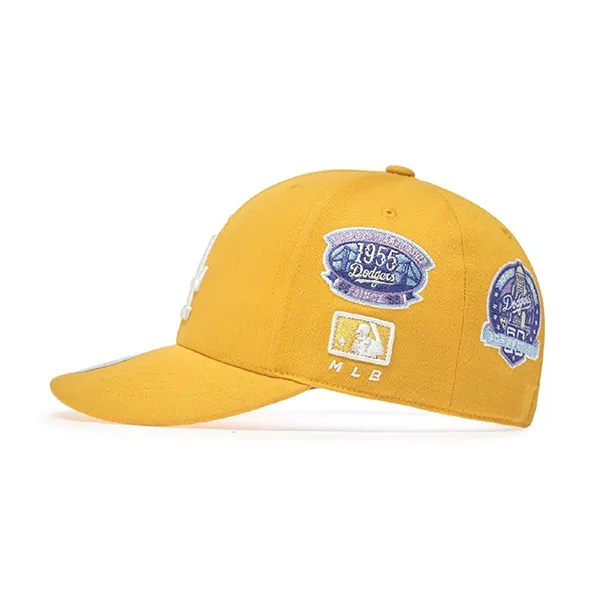 Mũ MLB Signature All Over Patch Structure Ball Cap LA 3ACPB316N-07MSS Màu Vàng