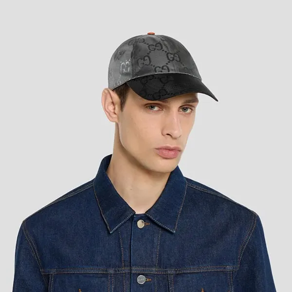 Mũ Nam Gucci GG Nylon Match Baseball Cap Gray Black 857514 4HBIX 1160 Màu Xám Đen Size M