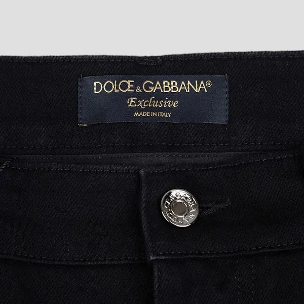 Quần Jean Nam Dolce & Gabbana D&G Black Denim With Logo Embroidered I4588Z G8NF2 S9001 Màu Đen Size 46