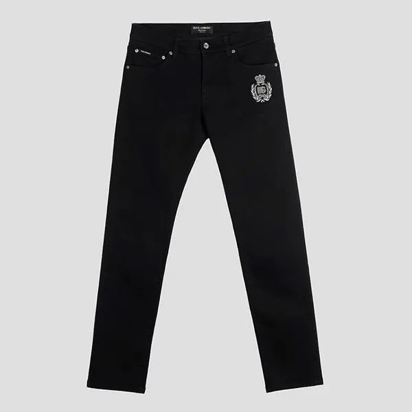 Quần Jean Nam Dolce & Gabbana D&G Black Denim With Logo Embroidered I4588Z G8NF2 S9001 Màu Đen Size 46