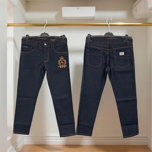 Quần Jean Nam Dolce & Gabbana D&G Embroidered Crown Stretch GYW0CZ G8Z52 S9001 Màu Xanh Jean Size 48