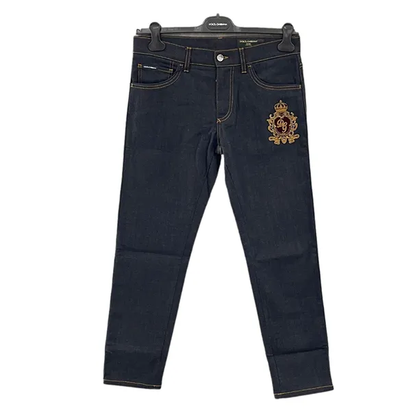 Quần Jean Nam Dolce & Gabbana D&G Embroidered Crown Stretch GYW0CZ G8Z52 S9001 Màu Xanh Jean Size 48