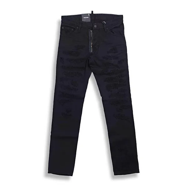 Quần Jean Nam Dsquared2 Bull Destroyed Cool Guy Jeans Denim Skinny Slim Fit Jeans S79LA0038 Màu Đen Size 44
