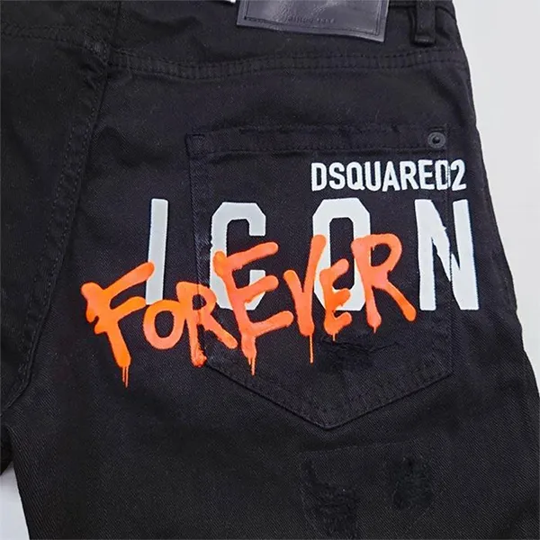 Quần Jean Nam Dsquared2 Bull Destroyed Cool Guy Jeans Denim Skinny Slim Fit Jeans S79LA0038 Màu Đen Size 44