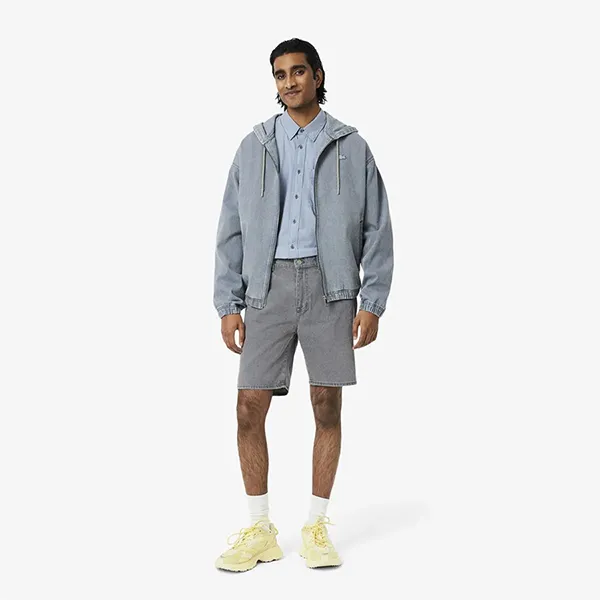Quần Short Nam Lacoste Men's Washed Effect Denim FH9929 - FNI Màu Xanh Xám Size 30
