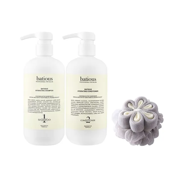 Set Dầu Gội Và Xả Phục Hồi Tóc Hư Tổn Batious Hydrating Trắng (500ml x 2) 4 Món