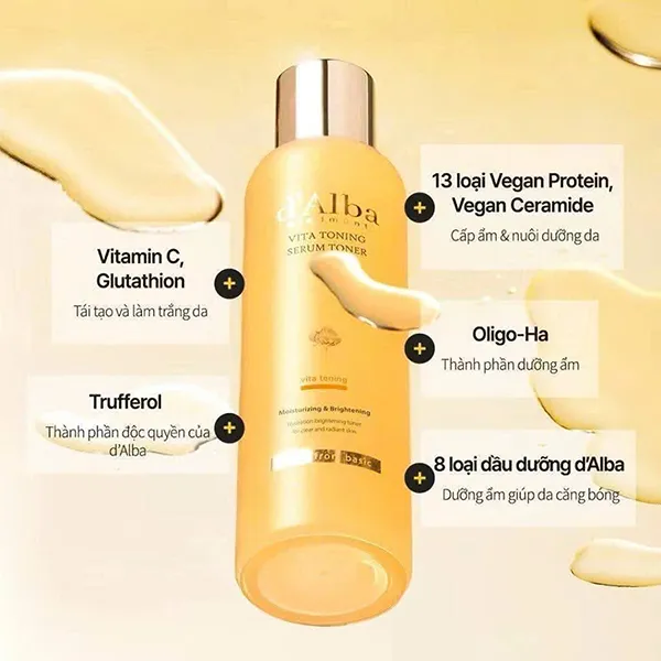 Set Dưỡng Da D'Alba Vita Toning 3 Món (Toner 180ml + Serum 100ml + Kem Dưỡng 55g)