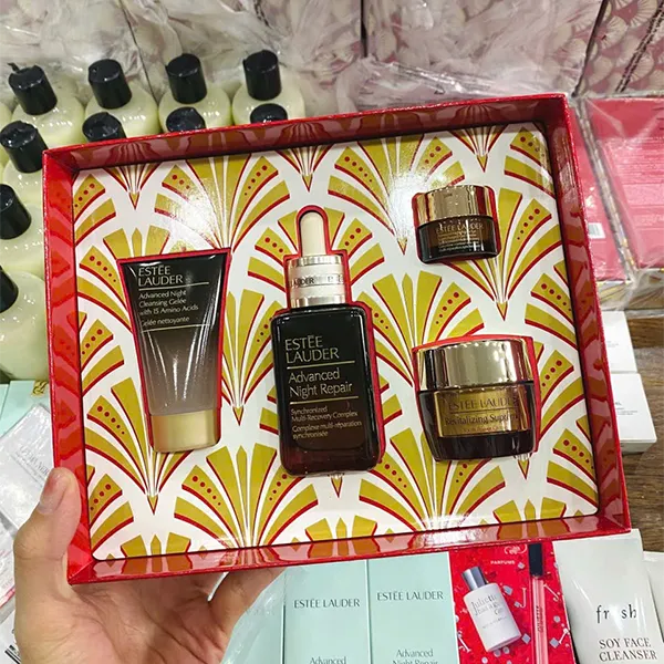 Set Dưỡng Da Estée Lauder Nightly Renewal Cleanse + Repair + Glow Holiday Skincare 4 Món