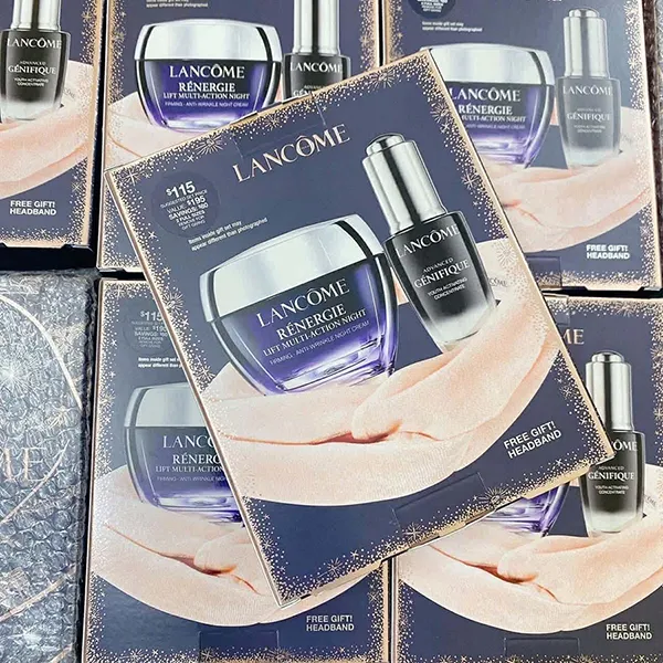 Set Dưỡng Da Lancôme Beauty Sleep Routine Holiday Skincare 3 Món (Serum + Kem Dưỡng + Băng Đô)