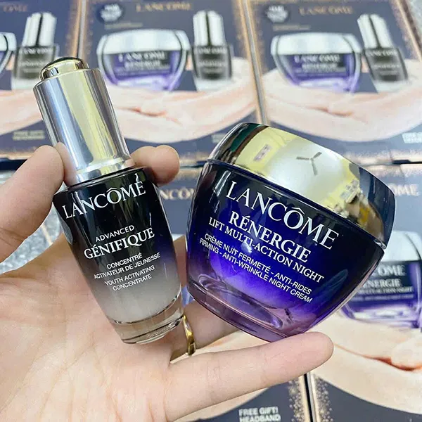 Set Dưỡng Da Lancôme Beauty Sleep Routine Holiday Skincare 3 Món (Serum + Kem Dưỡng + Băng Đô)