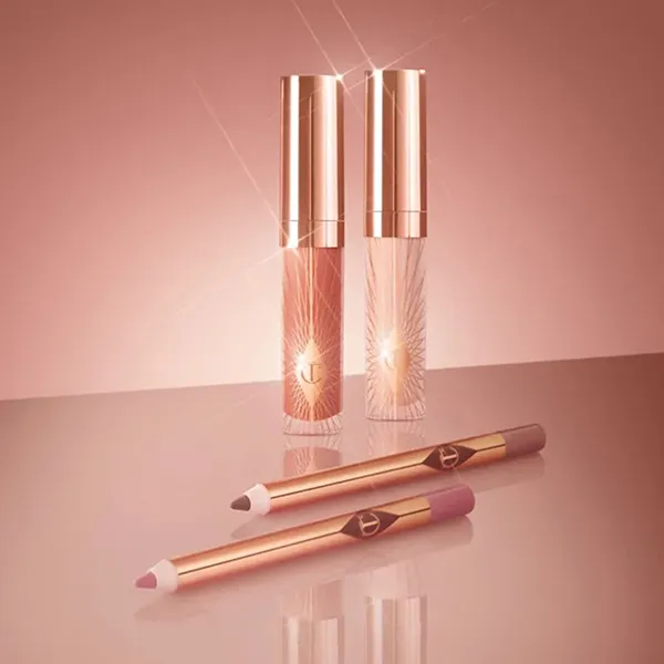 Set Son Bóng Và Chỉ Kẻ Môi Charlotte Tilbury Mini Glossy Lip Duo Fresh Pink 2 Món