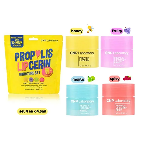 Set Son Dưỡng Môi Keo Ong CNP Laboratory Propolis Lipcerin Minature (4 x 4.5ml)