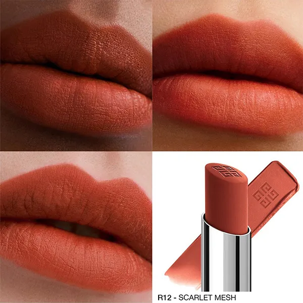 Set Trang Điểm Givenchy 3 Món (Phấn Phủ Nén N02 Satin Blanc + Son Givenchy Le Rouge Velvet R12 Scarlet Mesh Đỏ Cam Gạch + Túi Giấy)