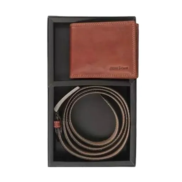 Set Ví + Dây Lưng Gianni Conti Light Brown Genuine Leather Wallet And Belt 919969-25 Màu Nâu