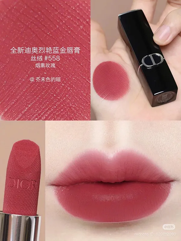 Son Dior Rouge Couture Colour Lip Floral Lip Care Long Wear Velvet 558 Grace Màu Hồng Nâu