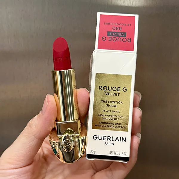 Son Guerlain Rouge G Velvet 880 Le Rouge Rubis Lipstick Màu Đỏ Ruby