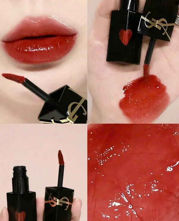 Son Kem YSL The Inks Vinyl Cream 416 Chili Provocation Màu Đỏ Chili Kèm Túi Tím Hồng