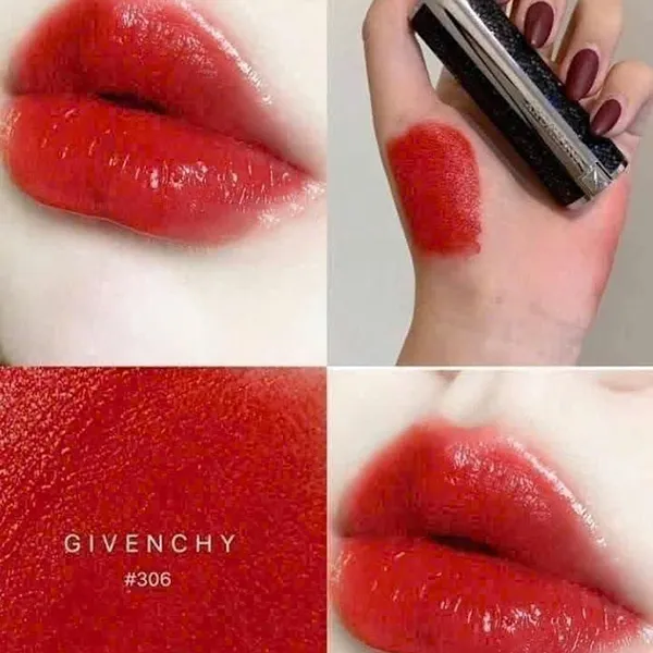 Son Lì Givenchy 306 Carmin Escarpin Mini Màu Đỏ Tươi