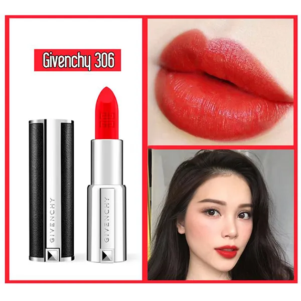 Son Lì Givenchy 306 Carmin Escarpin Mini Màu Đỏ Tươi
