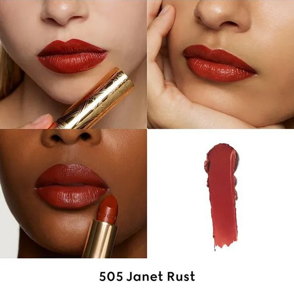 Son Lì Gucci Rouge À Lèvres Satin Lipstick 505 Janet Rust Màu Đỏ Gạch
