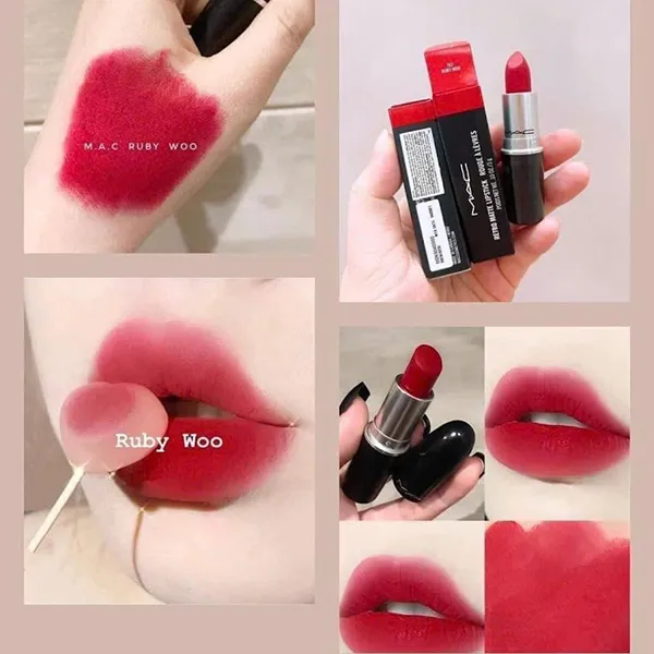Son Lì MAC Retro Matte Lipstick 707 Ruby Woo Màu Đỏ Cổ Điển