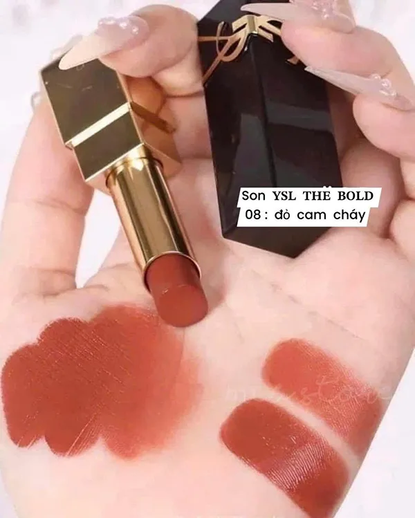 Son Yves Saint Laurent YSL The Bold 08 Fearless Carnelian Màu Đỏ Cam Cháy